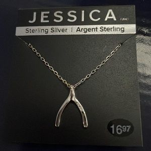 NWT Jessica sterling silver necklace with wishing bone pendant